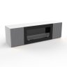 Тумба под ТВ с биокамином SteelHeat LIVORNO IMPULSE 140 см (корпус белый / фасады гротто гранит) фото 6