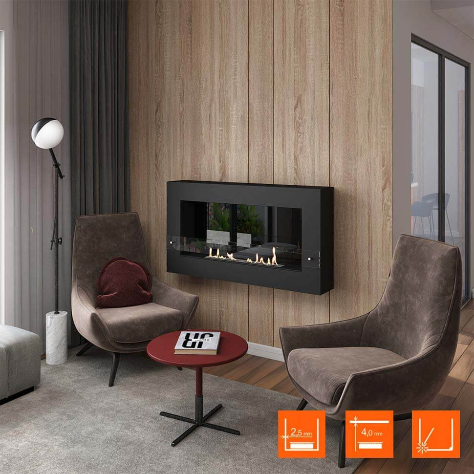 Биокамин SteelHeat WALL GRAND 1200 LITE черный